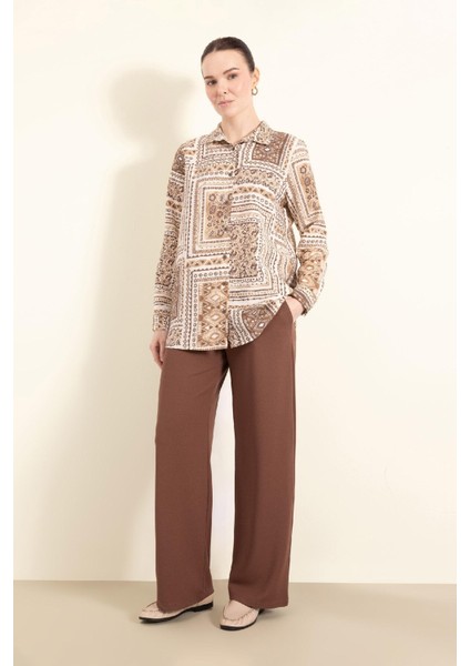 Regular Fit Cepli Krep Geniş Paça Palazzo Pantolon E5759AX25SP