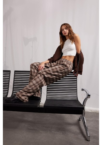 Coool Straight Fit Kareli Kumaş Pantolon Kareli Normal Bel E7752AX25SP
