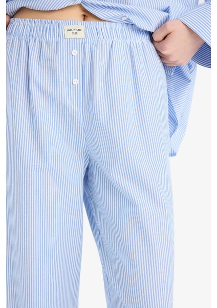 Çizgili Uzun Boy Poplin Pijama Altı-Fall in Love E5769AX25SP