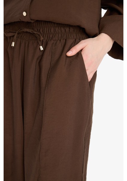Wide Leg Modal Kumaş Palazzo Pantolon Yüksek Bel Düz Paça Geniş Paça E8235AX25SM