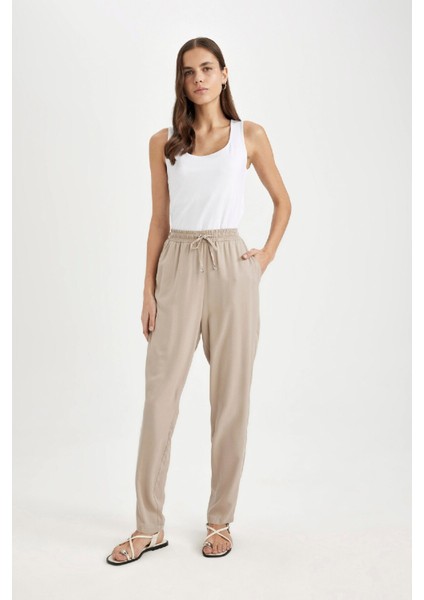 Belmando Harem Kumaş Pantolon Cepli Normal Bel Basic Düz Paça L3164AZ24SM