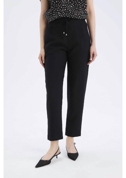 Jogger Pantolon Keten Görünümlü Cepli Yüksek Bel Düz Paça R0433AZ25SP