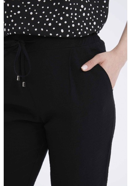 Jogger Pantolon Keten Görünümlü Cepli Yüksek Bel Düz Paça R0433AZ25SP
