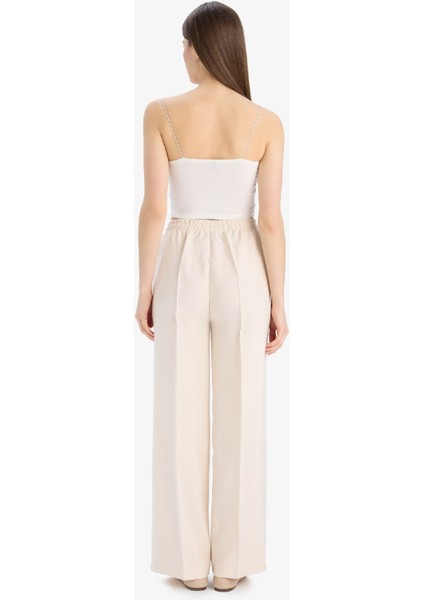 Wide Leg Tensel Kumaş Palazzo Pantolon Cepli Yüksek Bel Uzun Geniş Paça E8502AX25SM