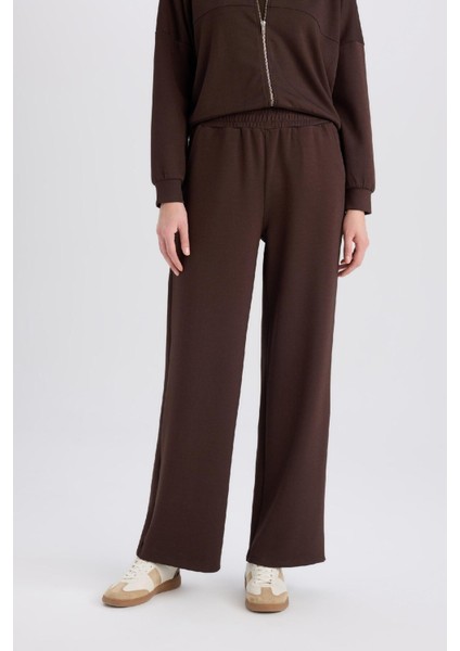 Wide Leg Eşofman Altı Basic Düz Cepli Beli Lastikli Soft Touch Geniş Bol Paça E5818AX25SP