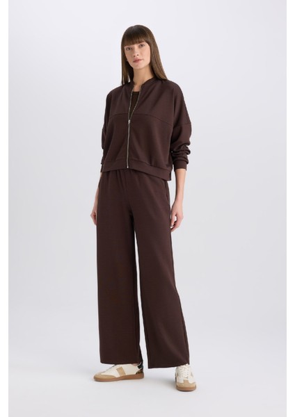 Wide Leg Eşofman Altı Basic Düz Cepli Beli Lastikli Soft Touch Geniş Bol Paça E5818AX25SP
