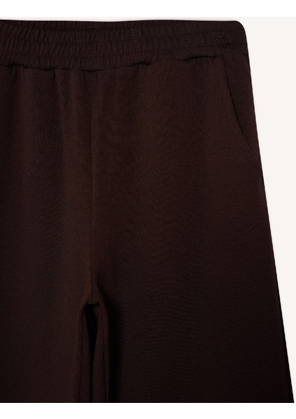 Wide Leg Eşofman Altı Basic Düz Cepli Beli Lastikli Soft Touch Geniş Bol Paça E5818AX25SP