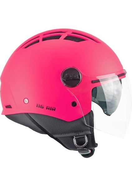 116A Aır Açık Kask Pembe Uzun Vizör+Güneş Vizörlü -L