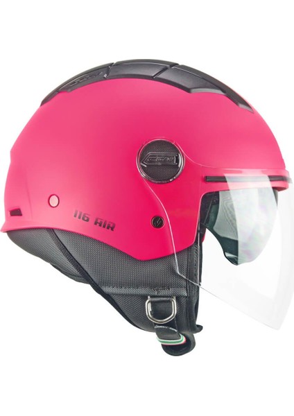 116A Aır Açık Kask Pembe Uzun Vizör+Güneş Vizörlü -L