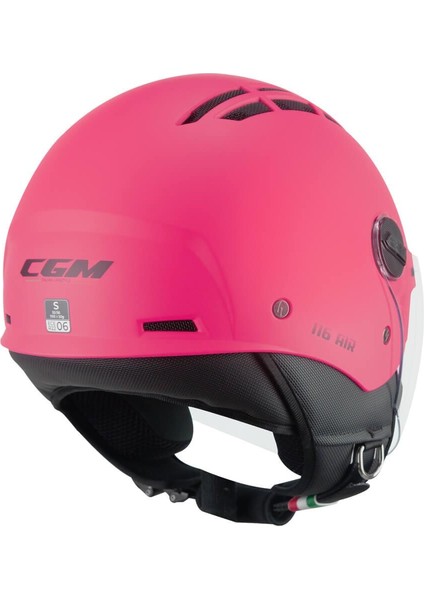 116A Aır Açık Kask Pembe Uzun Vizör+Güneş Vizörlü -L