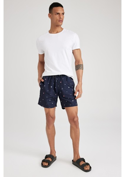 Regular Fit Kısa Boy Desenli Deniz Şortu M8328AZ23HS