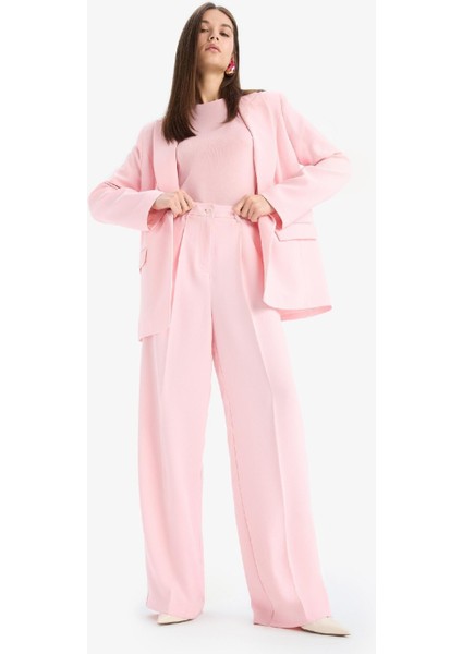 Afra x DeFacto Wide Leg Krep Kumaş Pantolon Cepli Yüksek Bel Uzun Boy Geniş Paça F0083AX25SM fırsatları