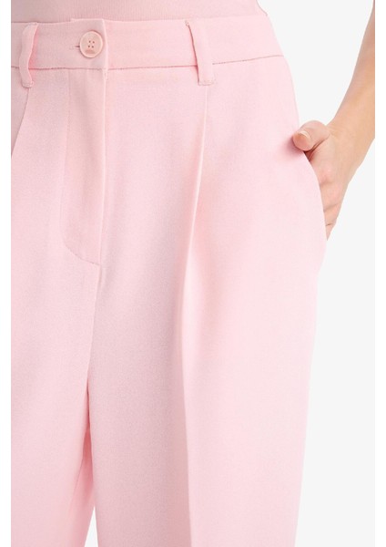 Afra x DeFacto Wide Leg Krep Kumaş Pantolon Cepli Yüksek Bel Uzun Boy Geniş Paça F0083AX25SM