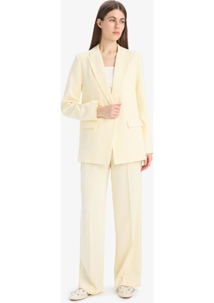 Wide Leg Krep Kumaş Palazzo Pantolon Cepli Yüksek Bel Uzun Boy Geniş Paça F0083AX25SM fırsatları