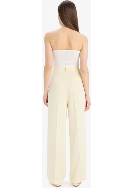 Wide Leg Krep Kumaş Palazzo Pantolon Cepli Yüksek Bel Uzun Boy Geniş Paça F0083AX25SM