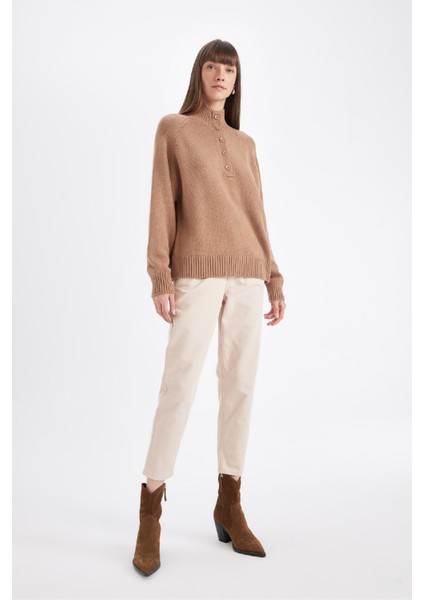 Paperbag Gabardin Kumaş Pantolon Yüksek Bel Cepli Basic Düz Standart Paça S2790AZ24WN