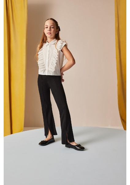 Kız Çocuk Flare Fit Yırtmaçlı Pantolon B6893A825SM