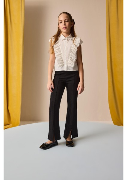 Kız Çocuk Flare Fit Yırtmaçlı Pantolon B6893A825SM