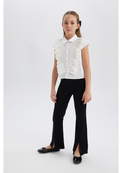 Kız Çocuk Flare Fit Yırtmaçlı Pantolon B6893A825SM