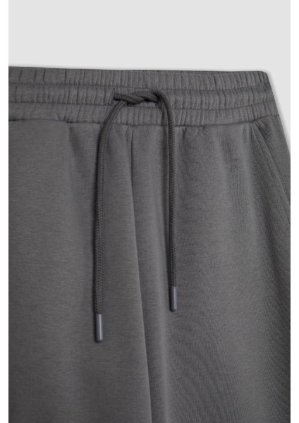 Standart Fit Kalın Jogger Eşofman Altı Bel Paça Lastikli Basic Düz Uzun Boy S7370AZ24WN