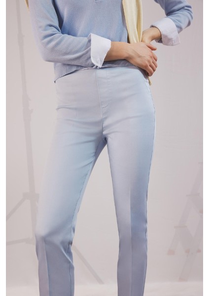 Sigaret Saten Kumaş Pantolon Normal Bel Basic Düz Beli Lastikli Düz Paça J8743AZ25SM