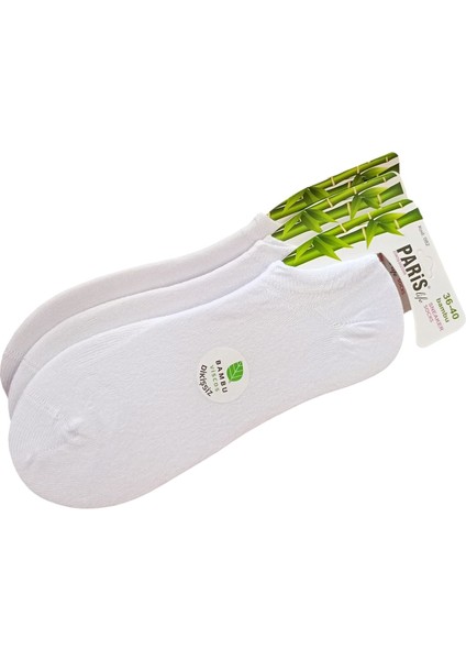 Bayan bambu çorap 3'lü ekonomik paket dikişsiz sneaker soket beyaz yumuşak esnek ÇKB1-1