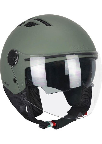 116A Aır Açık Kask Yeşil Uzun Vizör+Güneş Vizörlü -M