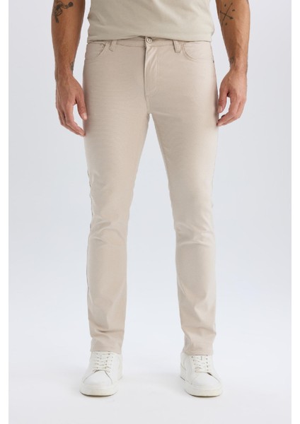 Yazlık Chino Kanvas Dokulu Pantolon Slim Fit Dar Kesim Cepli Dar Paça T1055AZ25SP