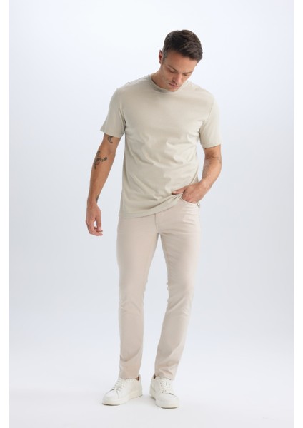 Yazlık Chino Kanvas Dokulu Pantolon Slim Fit Dar Kesim Cepli Dar Paça T1055AZ25SP