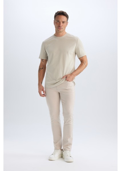 Yazlık Chino Kanvas Dokulu Pantolon Slim Fit Dar Kesim Cepli Dar Paça T1055AZ25SP