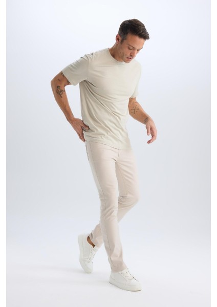 Yazlık Chino Kanvas Dokulu Pantolon Slim Fit Dar Kesim Cepli Dar Paça T1055AZ25SP