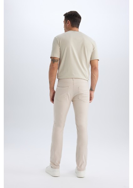 Yazlık Chino Kanvas Dokulu Pantolon Slim Fit Dar Kesim Cepli Dar Paça T1055AZ25SP