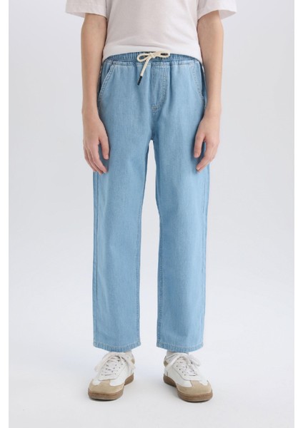 Erkek Çocuk Straight Fit Düz Paça Basic Düz Jean Pantolon B5740A825SM