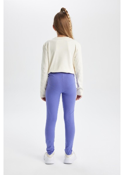 Kız Çocuk Mor Legging Fit Basic Düz Pamuklu Tayt B7786A8NS indirimleri