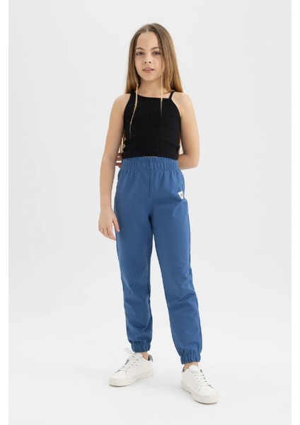 Kız Çocuk Dokuma Etiketli Beli ve Paçası Lastikli Jogger Eşofman Altı C4594A824SM