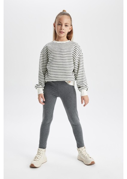 Kız Çocuk Antrasit Legging Fit Basic Düz Tayt B7786A8NS modelleri