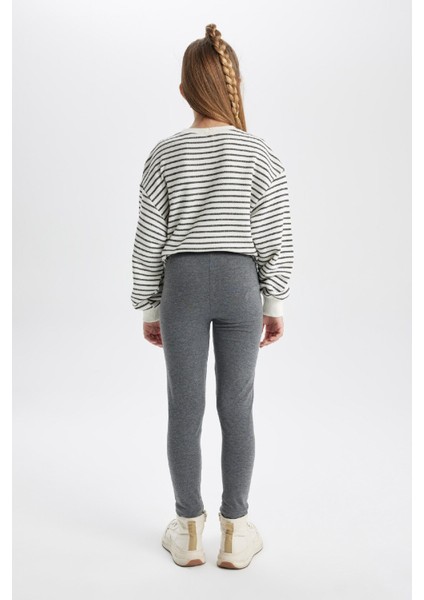 Kız Çocuk Antrasit Legging Fit Basic Düz Tayt B7786A8NS