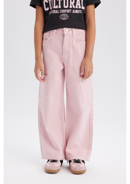 Kız Çocuk Wide Leg Kargo Geniş Paça Jean Pantolon C0451A825SM