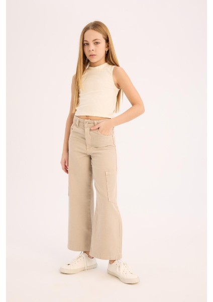 Kız Çocuk Wide Leg Kargo Geniş Paça Jean Pantolon C0451A825SM