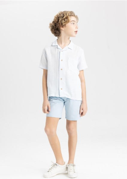 Erkek Çocuk Cepli Basic Düz Gabardin Şort C2955A824SM