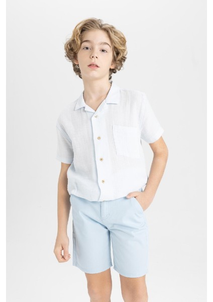 Erkek Çocuk Cepli Basic Düz Gabardin Şort C2955A824SM