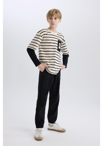 Erkek Çocuk Jogger Fit Jogger Paça Gabardin Pantolon B6713A825SM