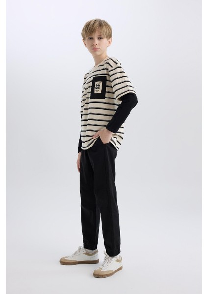 Erkek Çocuk Jogger Fit Jogger Paça Gabardin Pantolon B6713A825SM