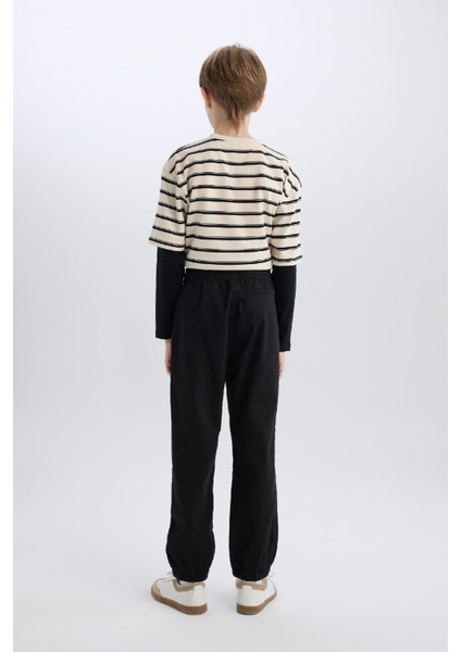 Erkek Çocuk Jogger Fit Jogger Paça Gabardin Pantolon B6713A825SM