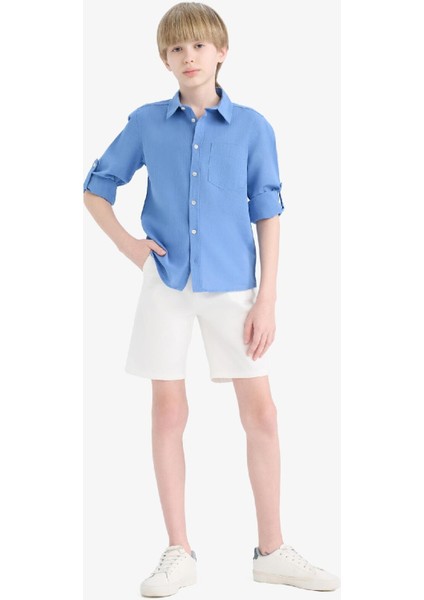 Erkek Çocuk Cepli Basic Düz Gabardin Şort C2955A825SM