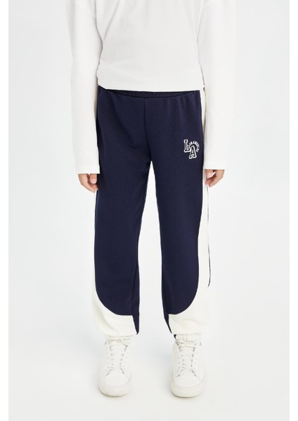 Kız Çocuk Baskılı Beli Paçası Lastikli Lacivert Jogger Eşofman Altı D0735A824AU