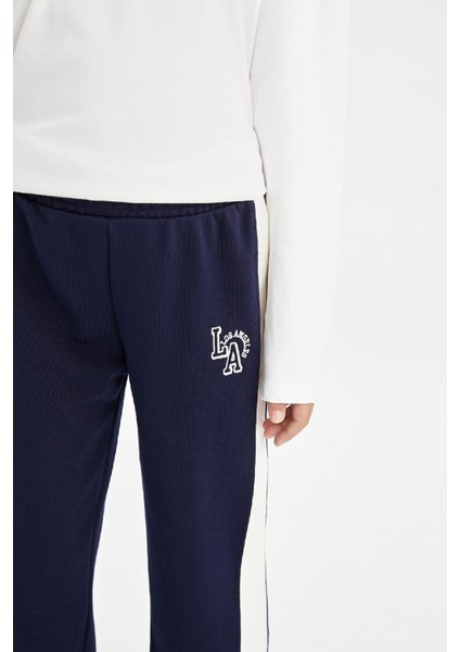 Kız Çocuk Baskılı Beli Paçası Lastikli Lacivert Jogger Eşofman Altı D0735A824AU