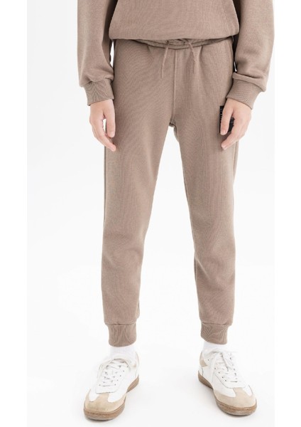 Erkek Çocuk Dokuma Etiketli Beli Paçası Lastikli Cepli Okul Jogger Eşofman Altı D1648A824AU