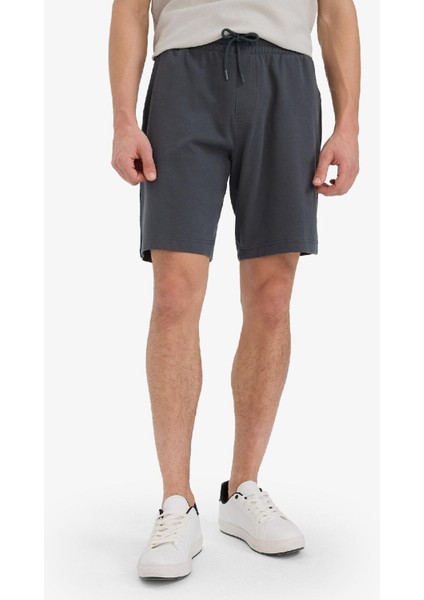 Slim Fit Dar Kesim Cepli Pamuklu Basic Düz Bermuda Şort W1105AZ25SP