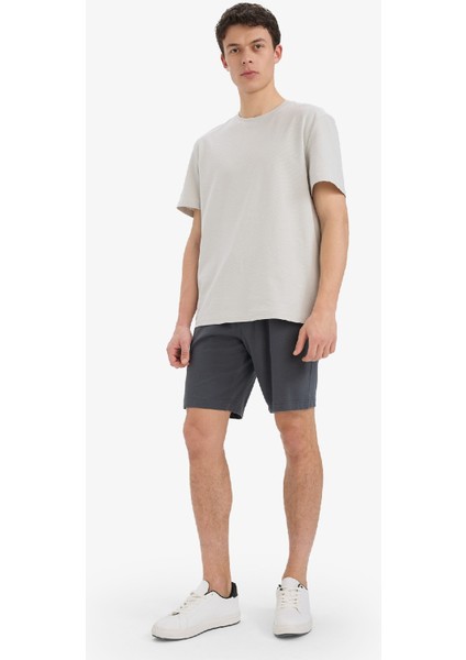 Slim Fit Dar Kesim Cepli Pamuklu Basic Düz Bermuda Şort W1105AZ25SP